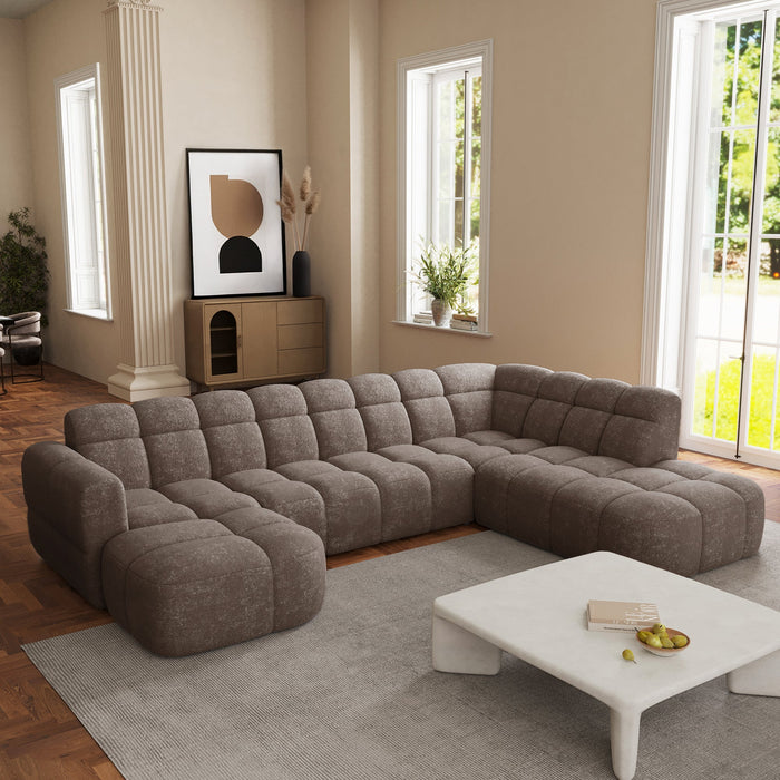 BELIZ XL Canapé panoramique tissu taupe foncé - Angle gauche