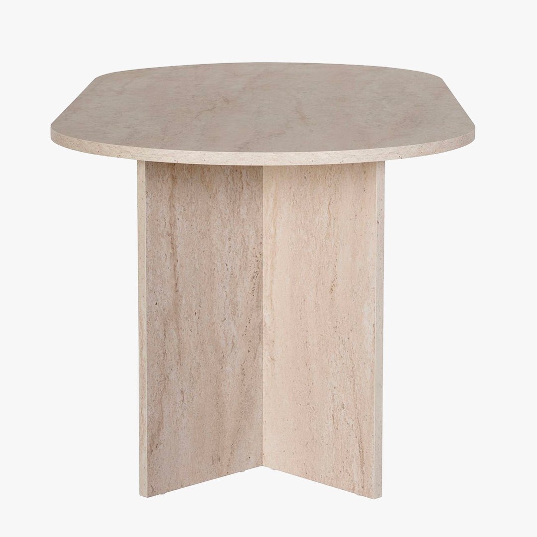 BELORA Table à manger ovale beige 180 cm - Table à manger - Mobilier Deco