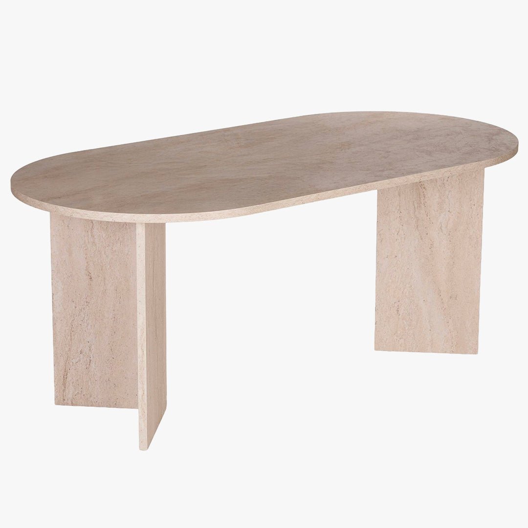 BELORA Table à manger ovale beige 180 cm - Table à manger - Mobilier Deco