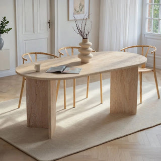 BELORA Table à manger ovale beige 180 cm