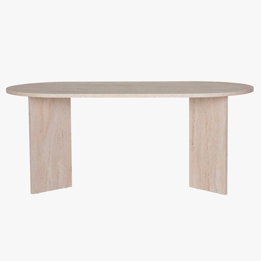 BELORA Table à manger ovale beige 180 cm - Table à manger - Mobilier Deco