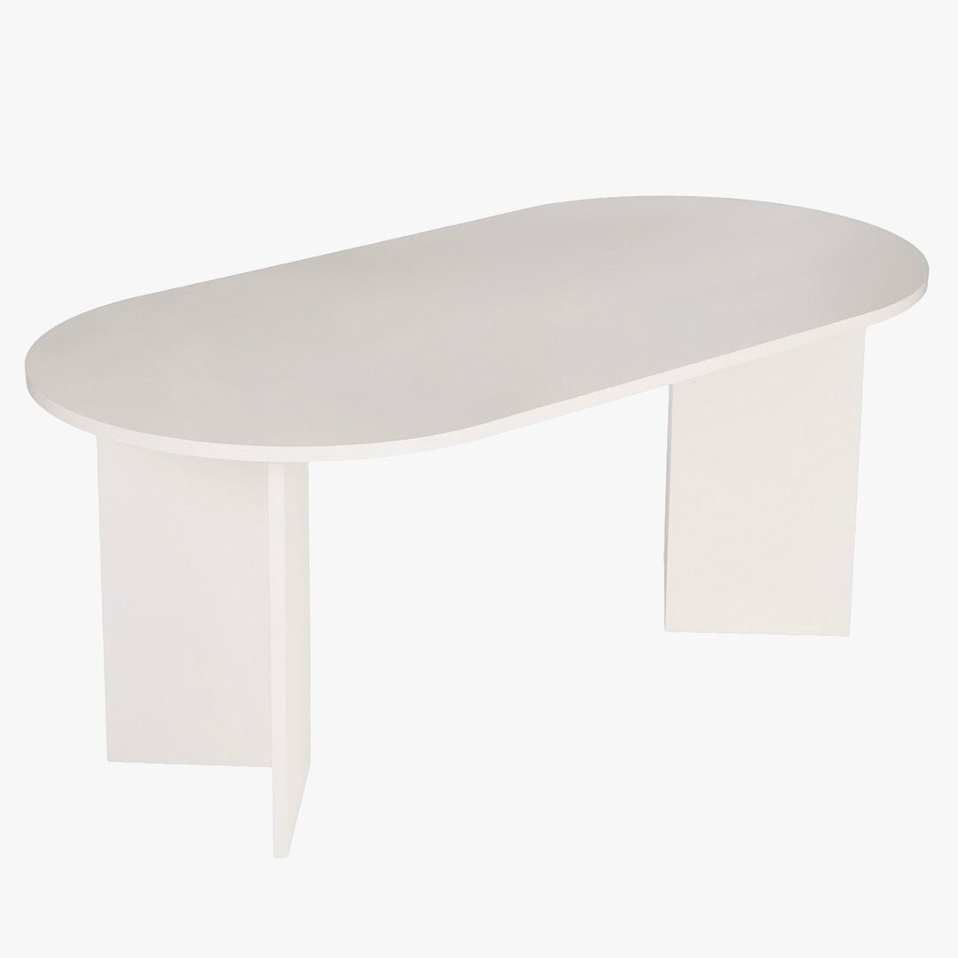 BELORA Table à manger ovale couleur bois blanc 180 cm - Table à manger - Mobilier Deco