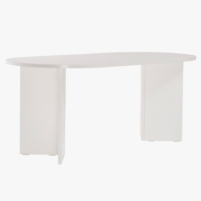 BELORA Table à manger ovale couleur bois blanc 180 cm