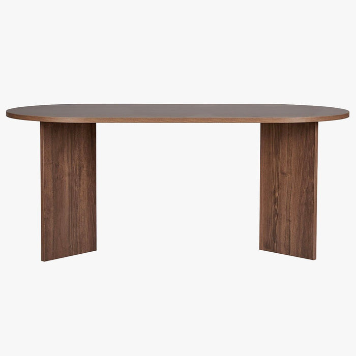 BELORA Table à manger ovale couleur bois foncé 180 cm