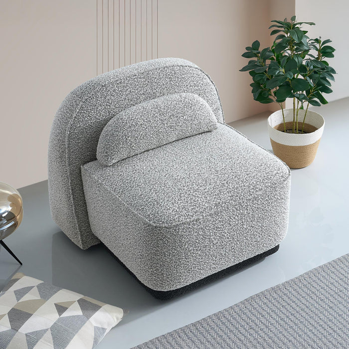 BERY Fauteuil pivotant en tissu bouclette gris