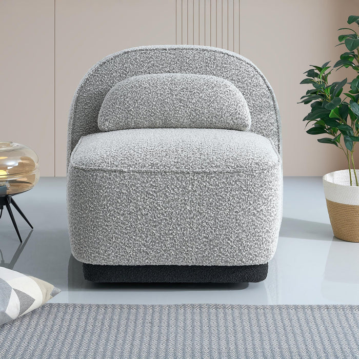 BERY Fauteuil pivotant en tissu bouclette gris