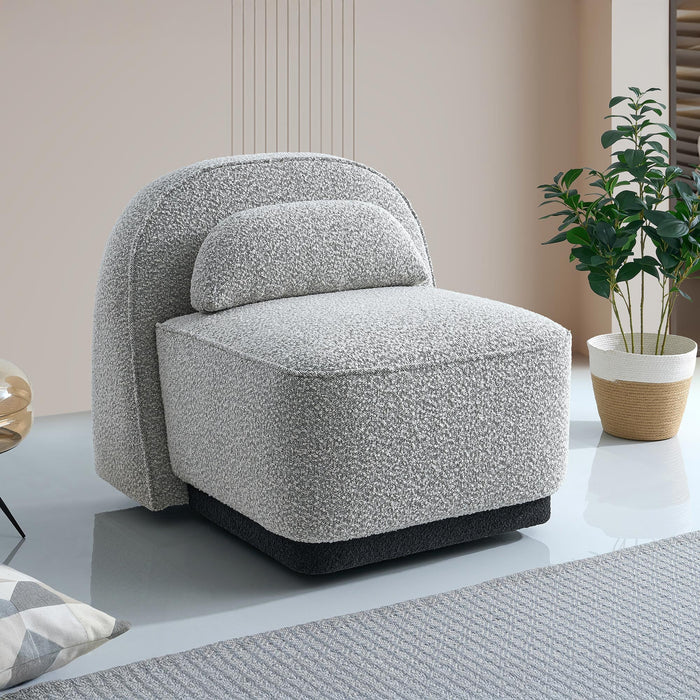 BERY Fauteuil pivotant en tissu bouclette gris