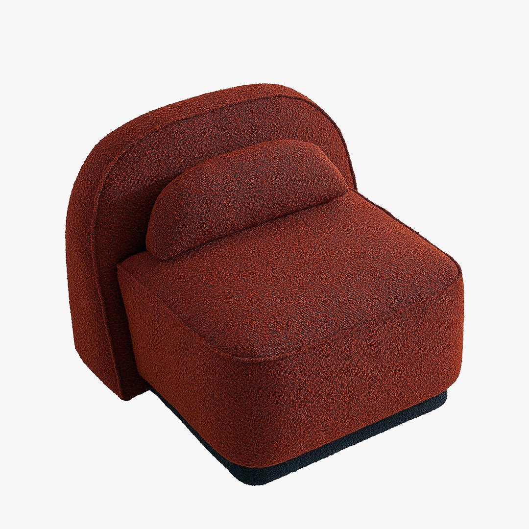 BERY Fauteuil pivotant en tissu bouclette terracotta - Fauteuils - Mobilier Deco