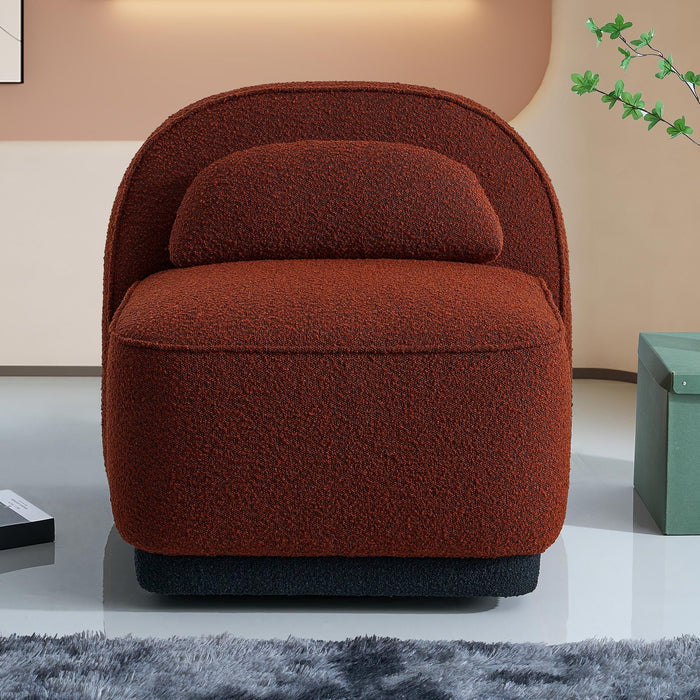 BERY Fauteuil pivotant en tissu bouclette terracotta