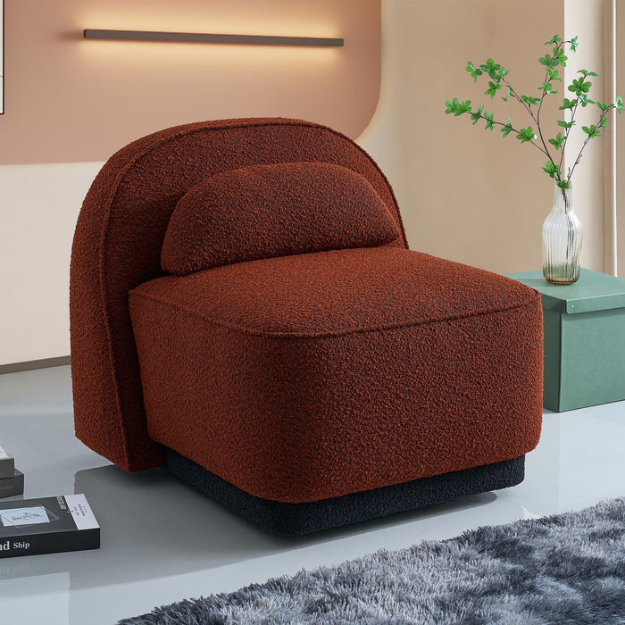 BERY Fauteuil pivotant en tissu bouclette terracotta