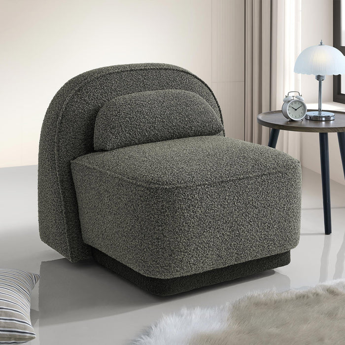 BERY Fauteuil pivotant en tissu bouclette vert