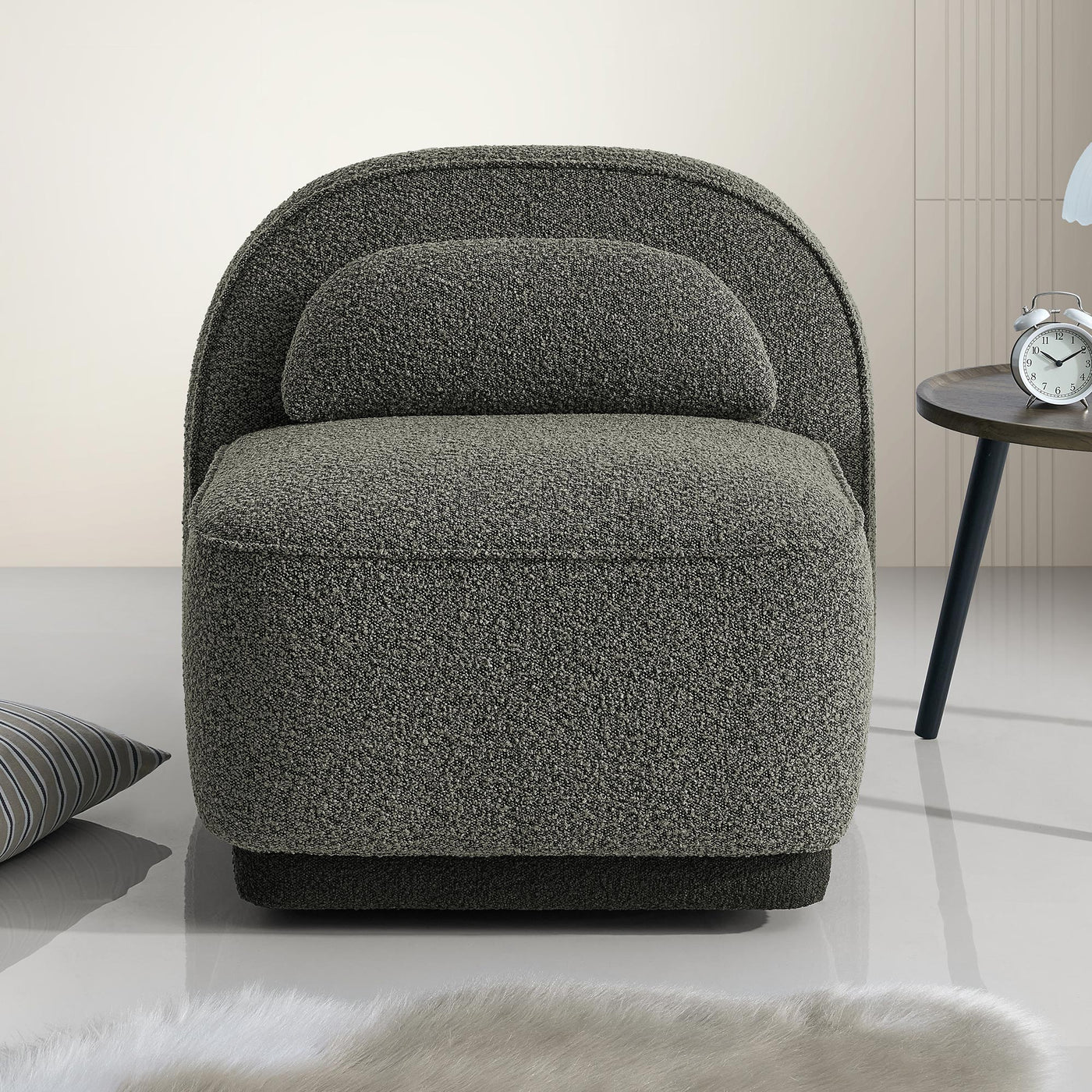 BERY Fauteuil pivotant en tissu bouclette vert