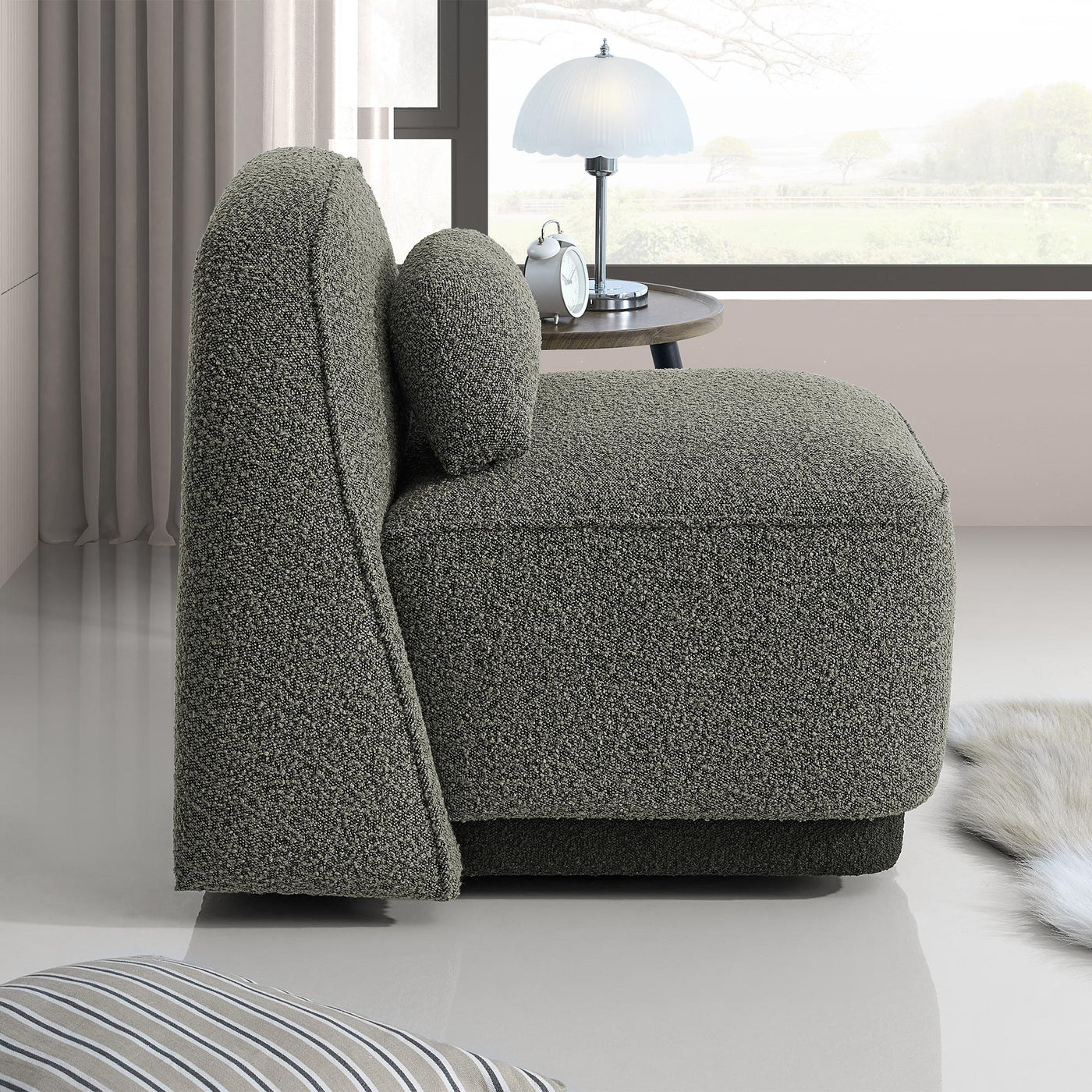 BERY Fauteuil pivotant en tissu bouclette vert