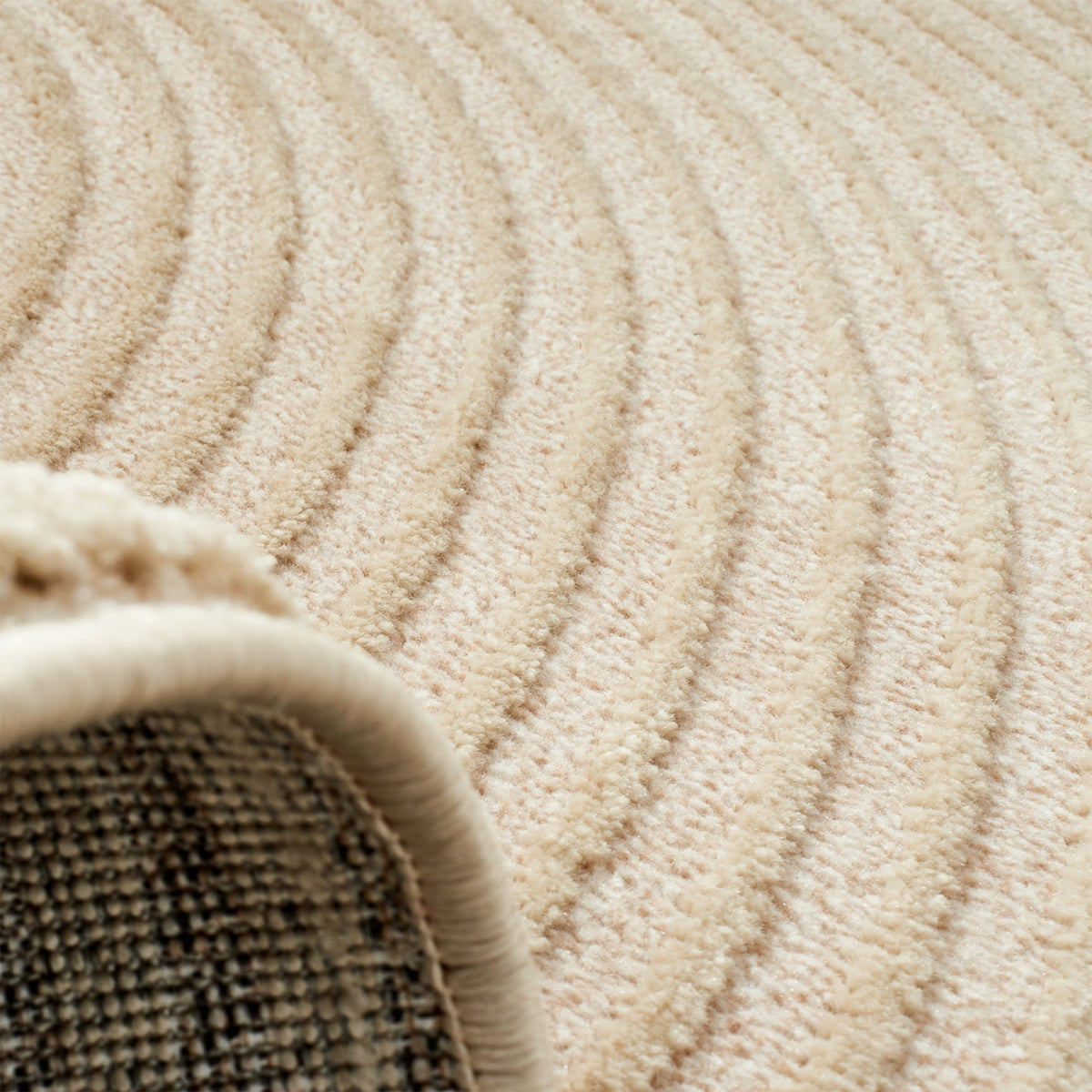 BIANCA Tapis en tissu à motif en relief beige - 160x230 cm - Tapis - Mobilier Deco