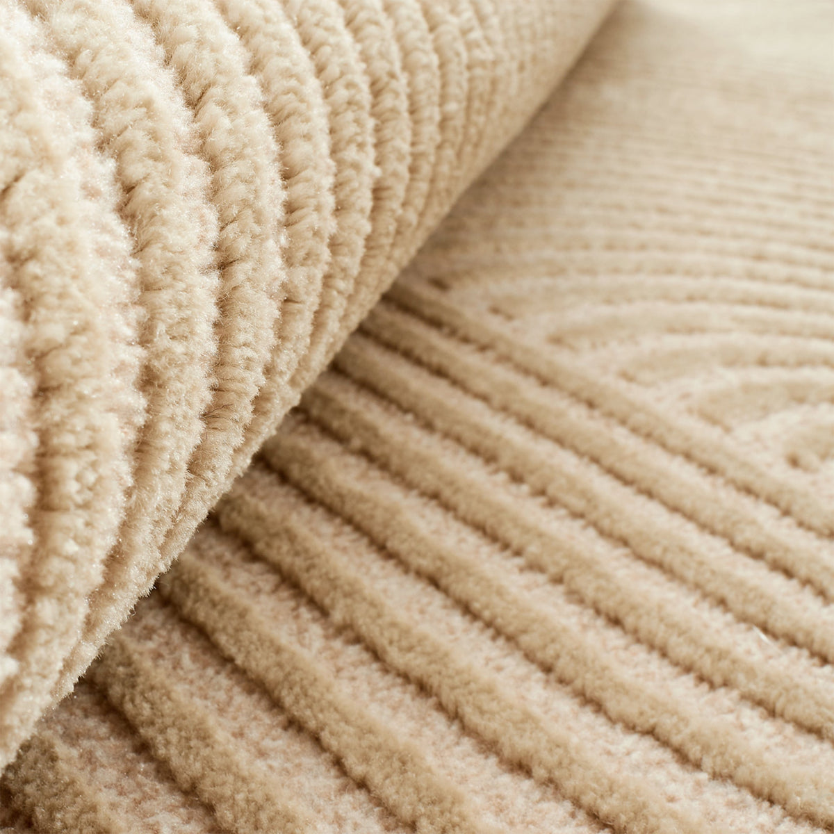 BIANCA Tapis en tissu à motif en relief beige - 160x230 cm - Tapis - Mobilier Deco