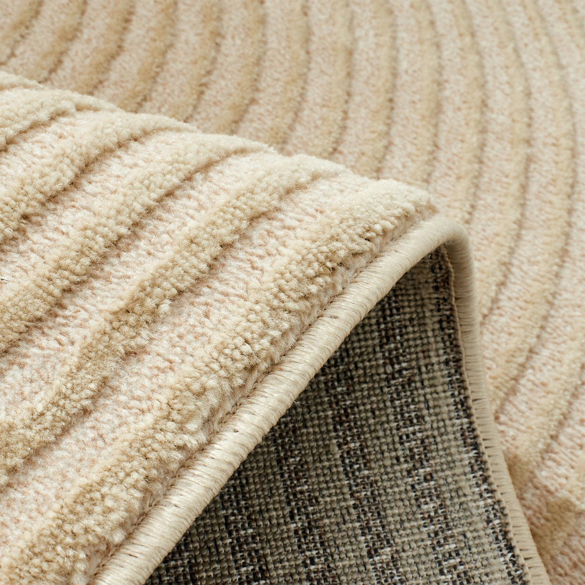 BIANCA Tapis en tissu à motif en relief beige - 160x230 cm - Tapis - Mobilier Deco