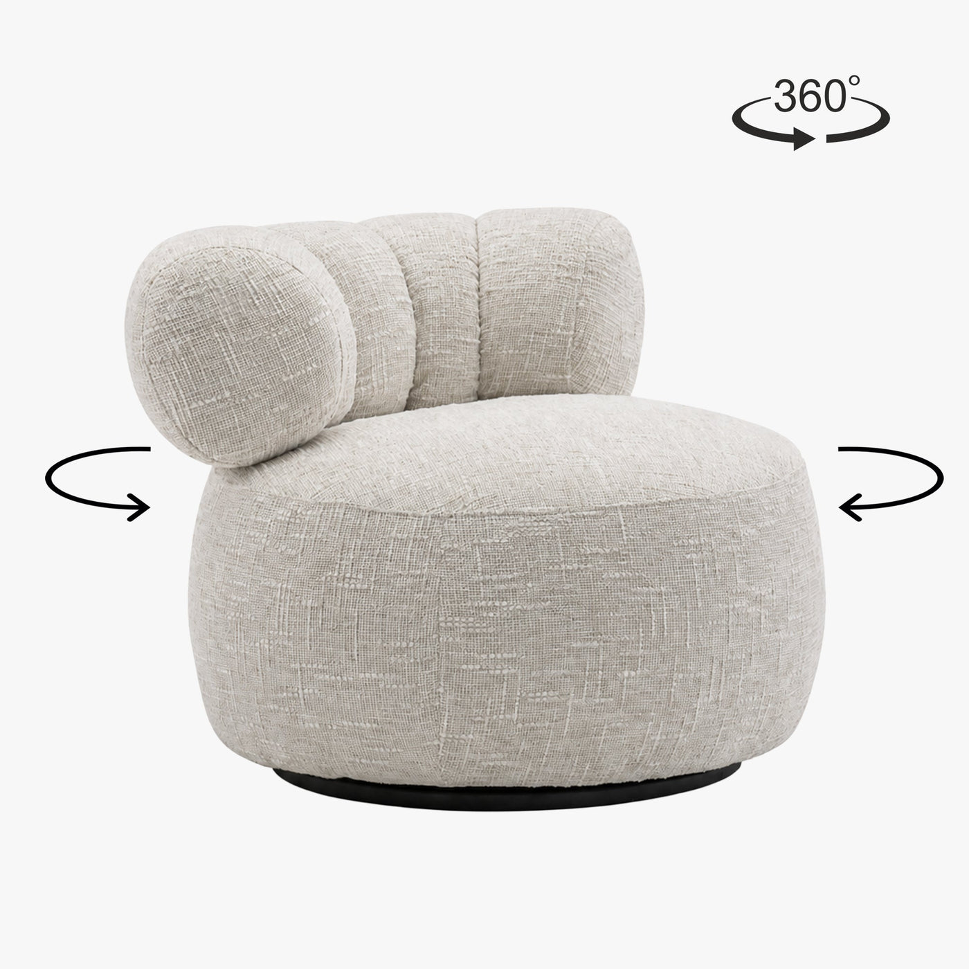 BLAIR Fauteuil pivotant en tissu texturé beige - Fauteuils - Mobilier Deco