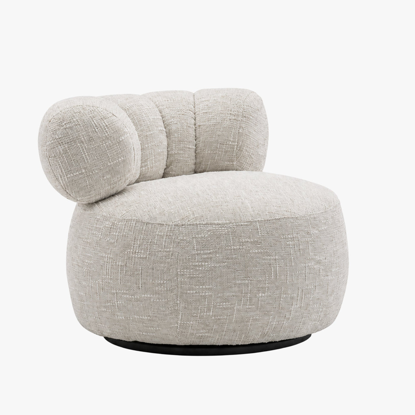 BLAIR Fauteuil pivotant en tissu texturé beige - Fauteuils - Mobilier Deco