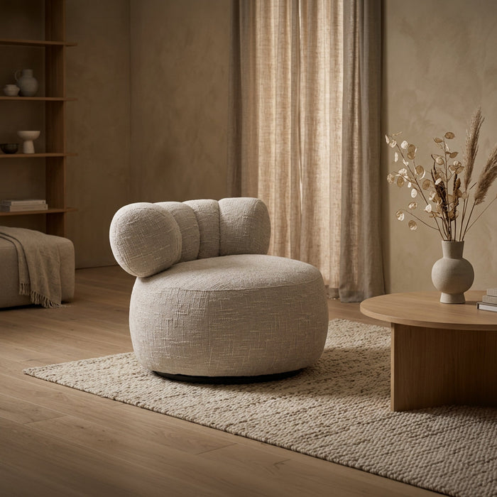 BLAIR Fauteuil pivotant en tissu texturé beige