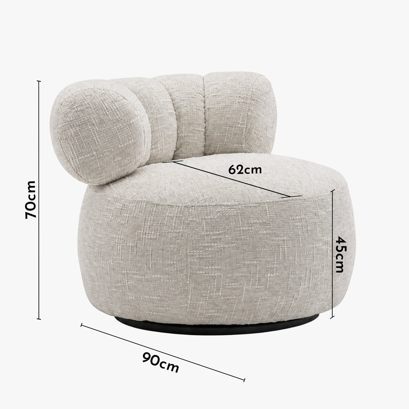 BLAIR Fauteuil pivotant en tissu texturé beige - Fauteuils - Mobilier Deco