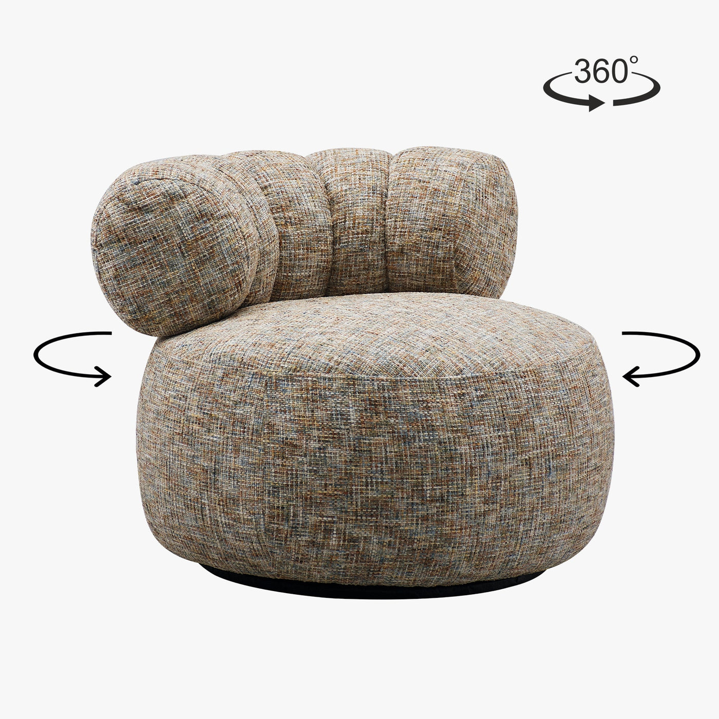 BLAIR Fauteuil pivotant en tissu texturé taupe - Fauteuils - Mobilier Deco