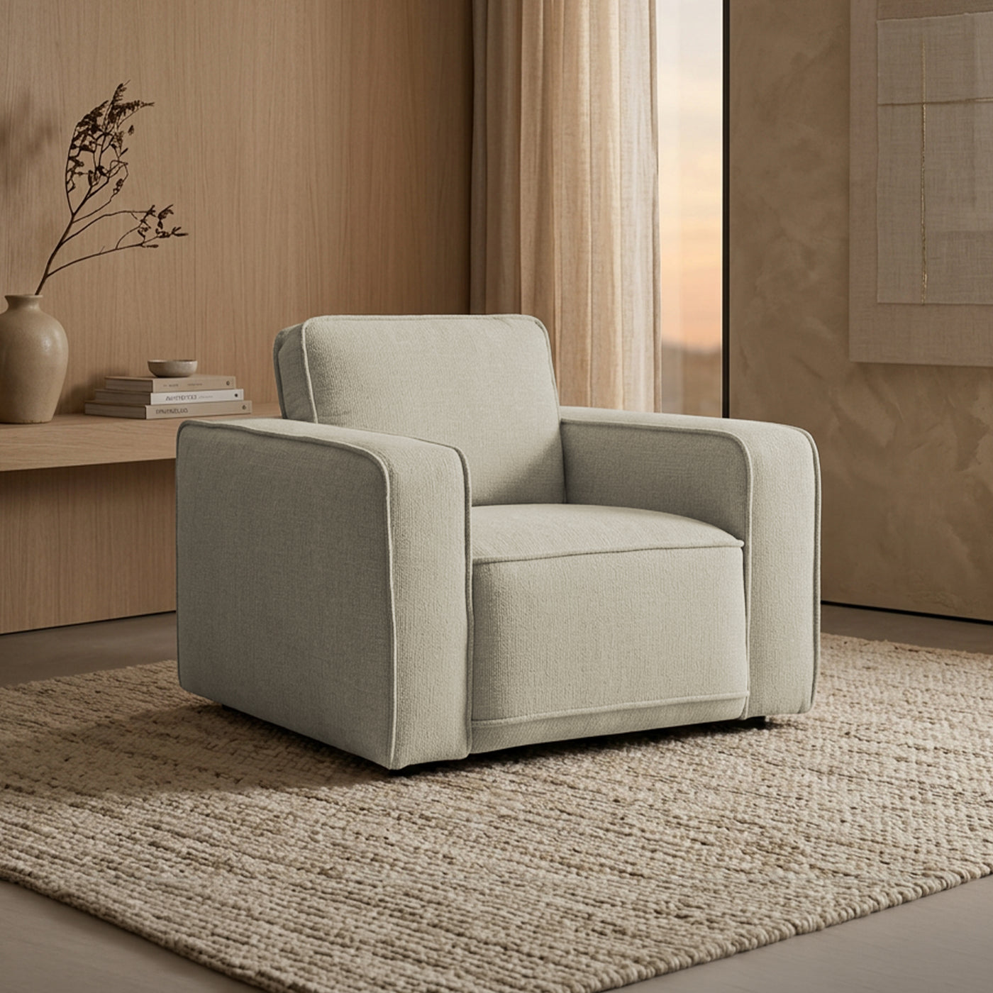 KALYA Fauteuil en tissu beige