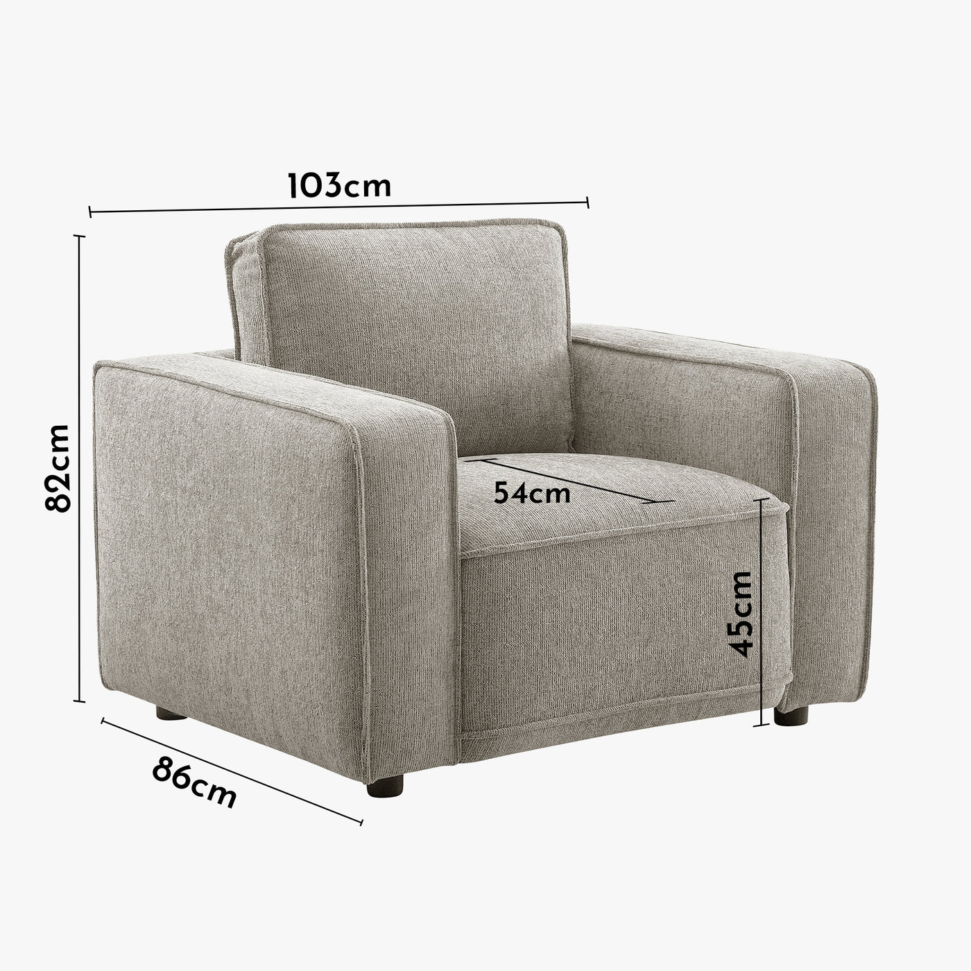 KALYA Fauteuil en tissu taupe