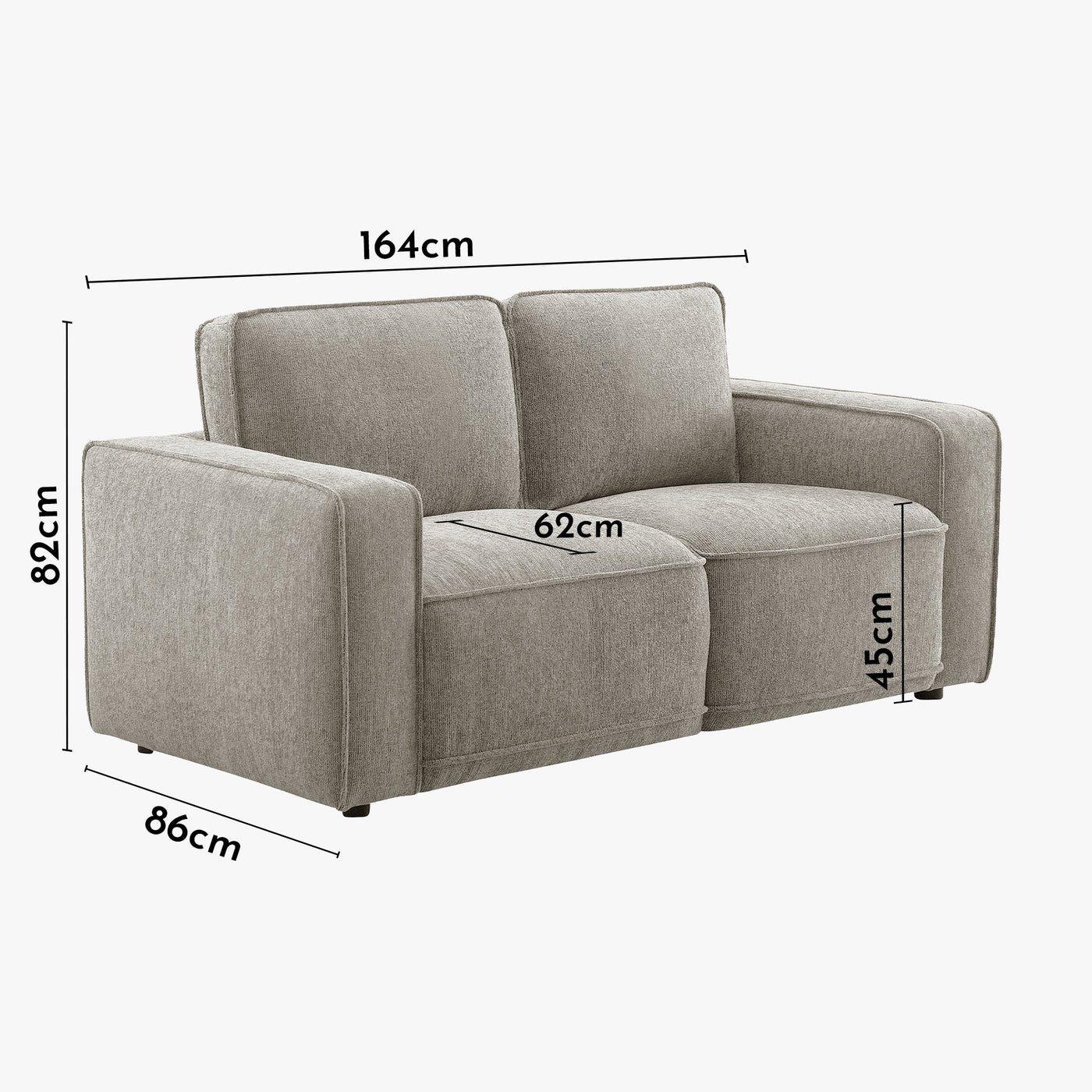 KALYA Canapé 2 places en tissu taupe