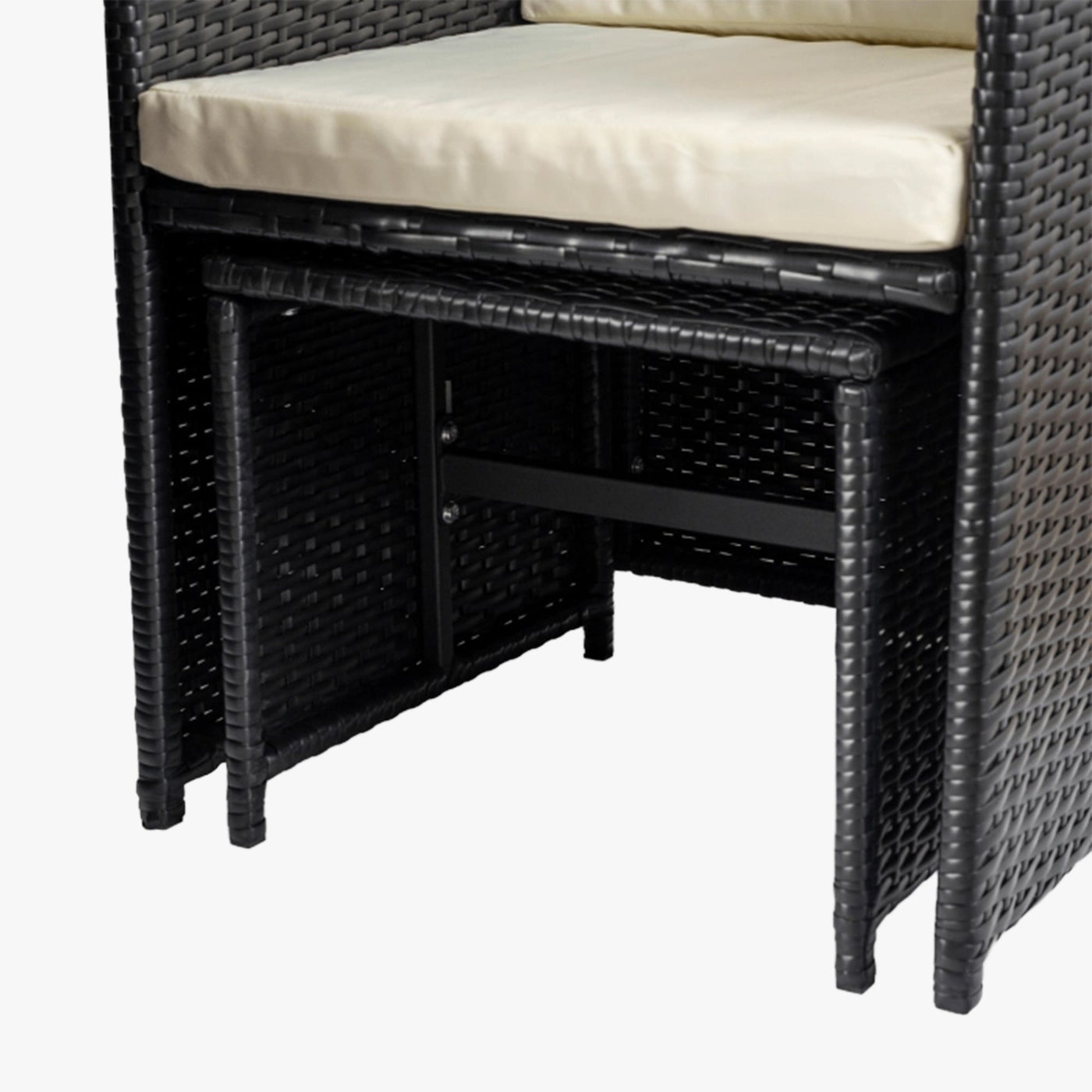 BONITO Ensemble de mobilier de jardin 8 places avec table en verre trempé noir - Mobilier de jardin - Mobilier Deco