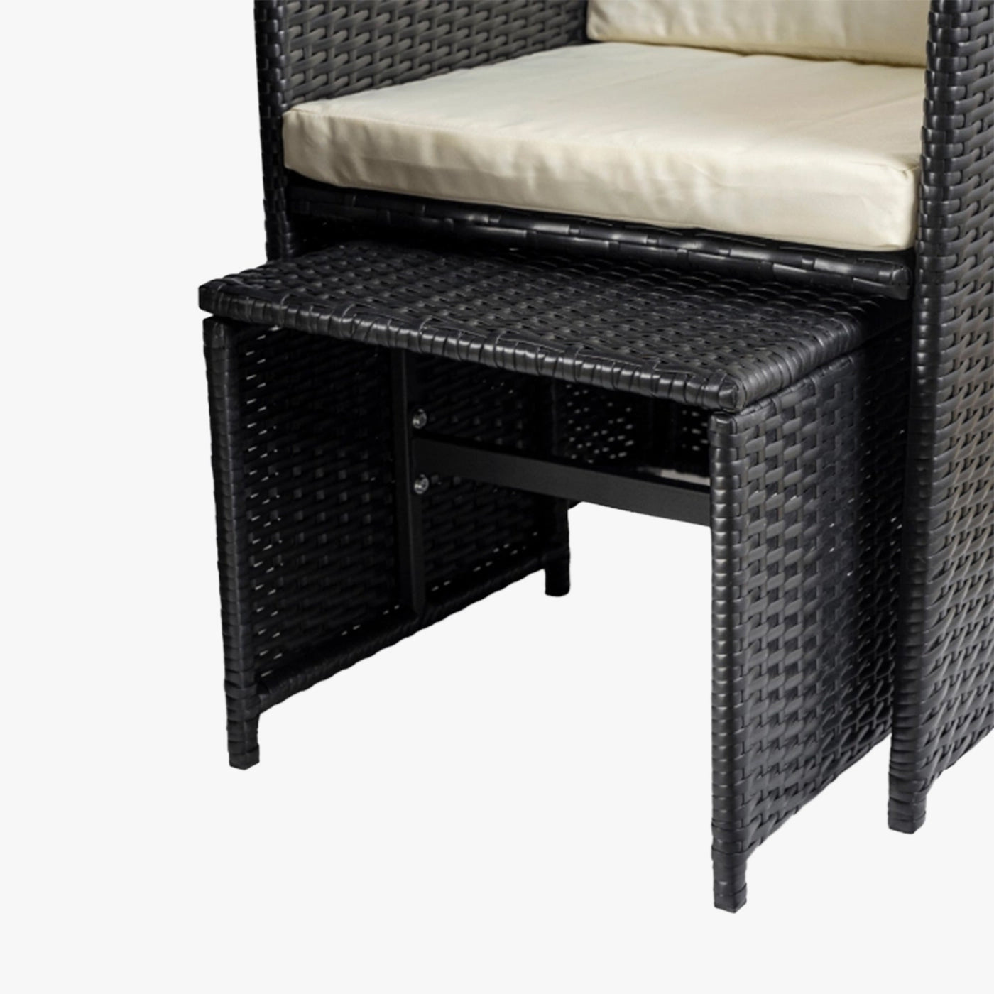 BONITO Ensemble de mobilier de jardin 8 places avec table en verre trempé noir - Mobilier de jardin - Mobilier Deco