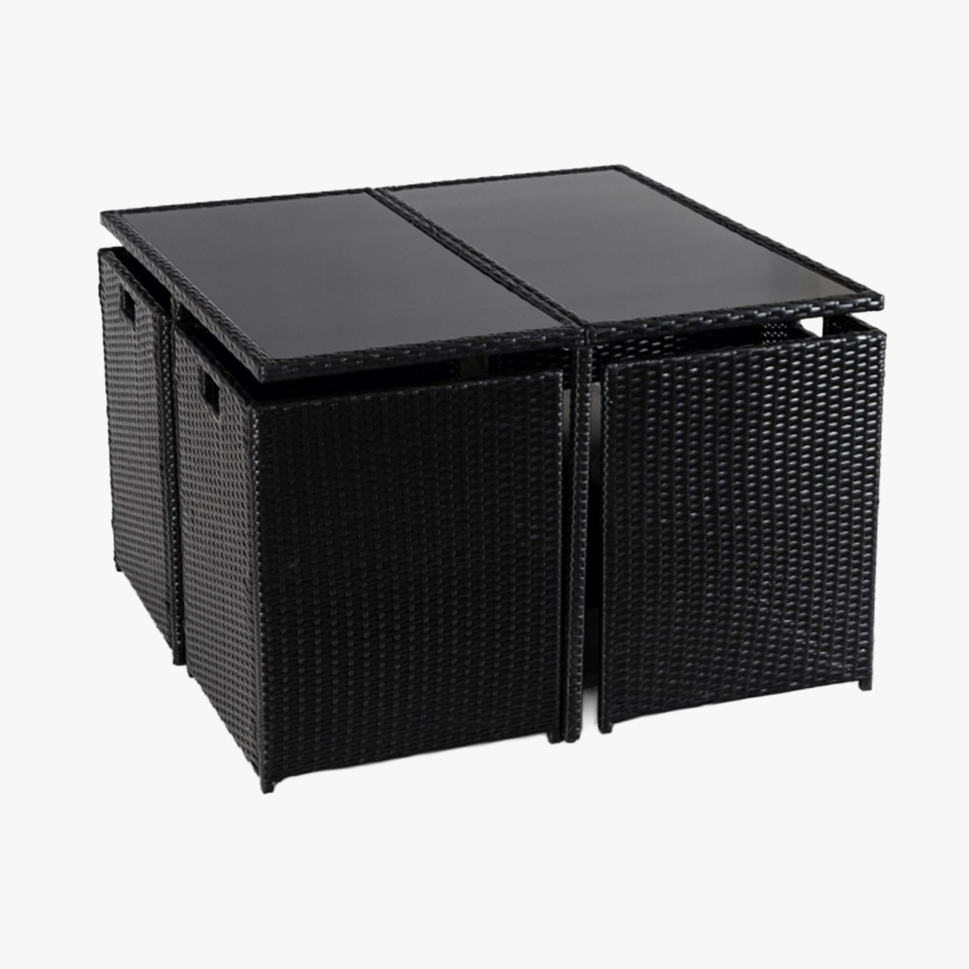BONITO Ensemble de mobilier de jardin 8 places avec table en verre trempé noir