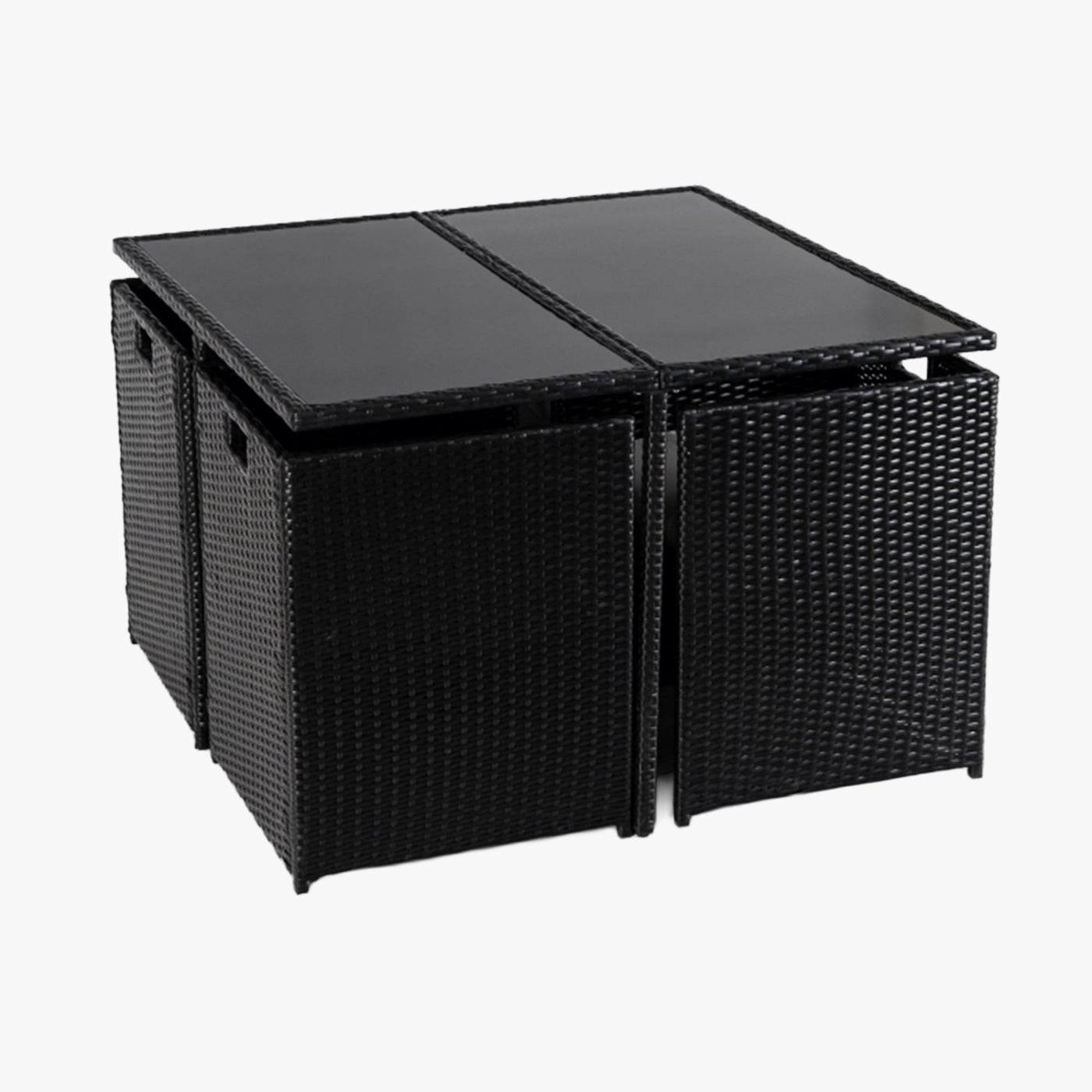BONITO Ensemble de mobilier de jardin 8 places avec table en verre trempé noir - Mobilier de jardin - Mobilier Deco