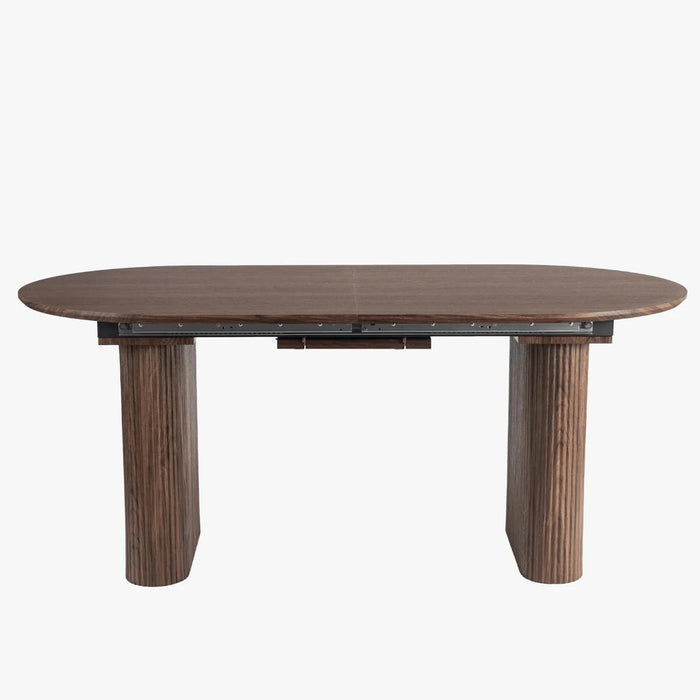 BONY Table à manger ovale extensible couleur bois foncé 180-220 cm – vue 2