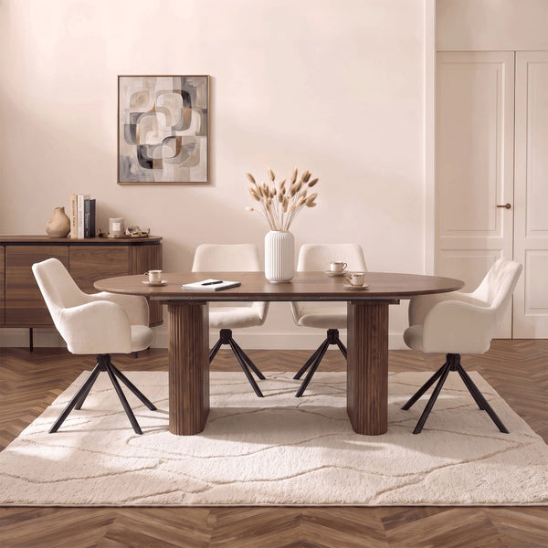BONY Table à manger ovale extensible couleur bois foncé 180-220 cm