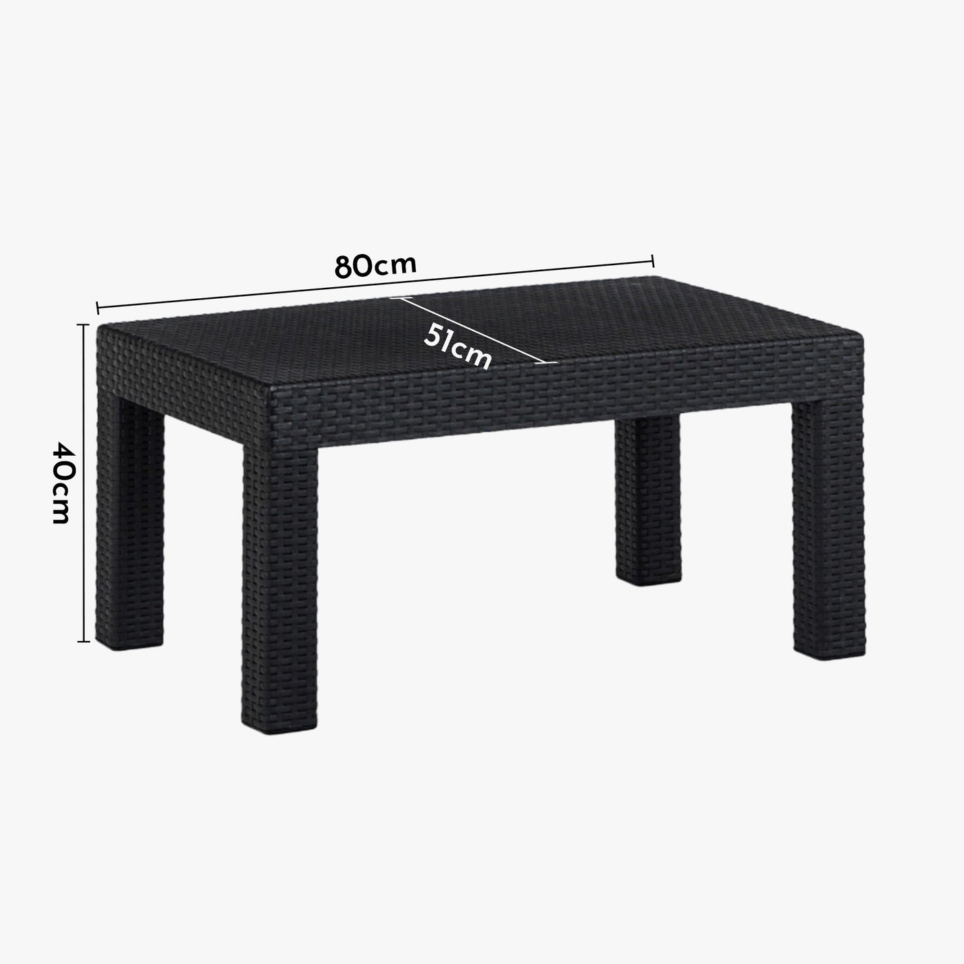 BRENTA Ensemble de mobilier de jardin 4 places avec table noir - Mobilier de jardin - Mobilier Deco