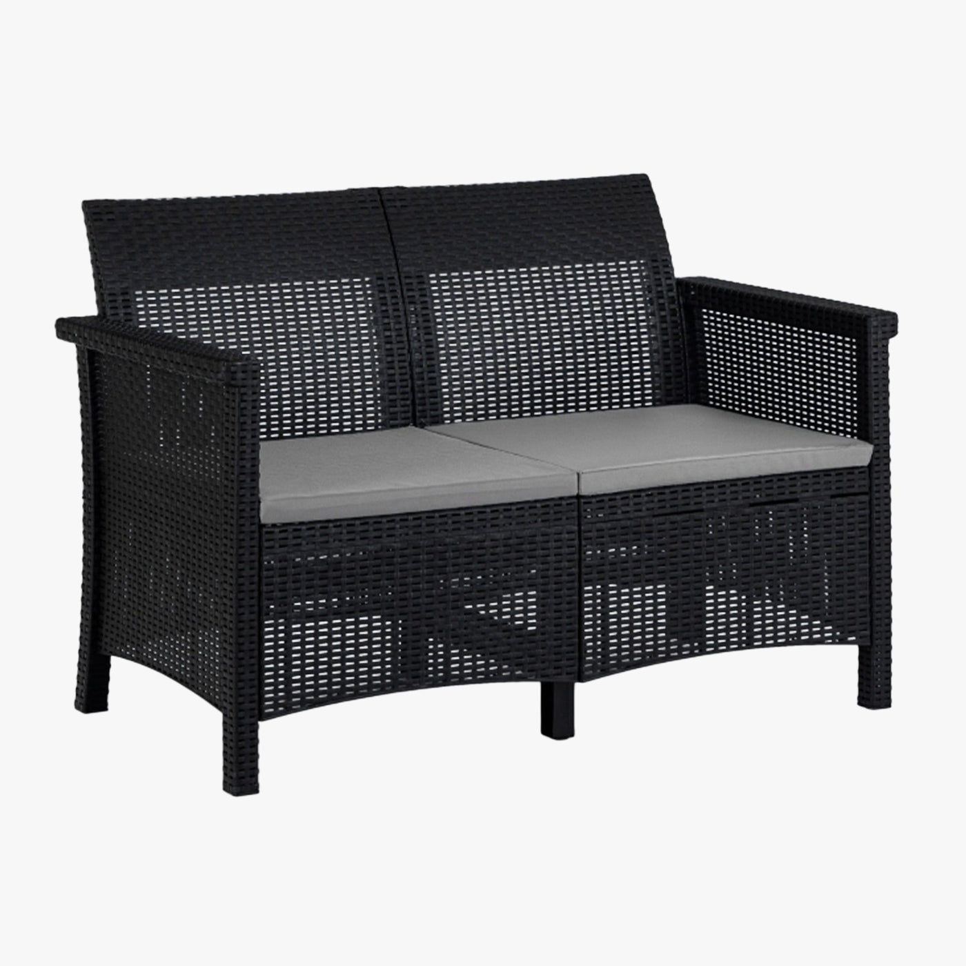 BRENTA Ensemble de mobilier de jardin 4 places avec table noir - Mobilier de jardin - Mobilier Deco