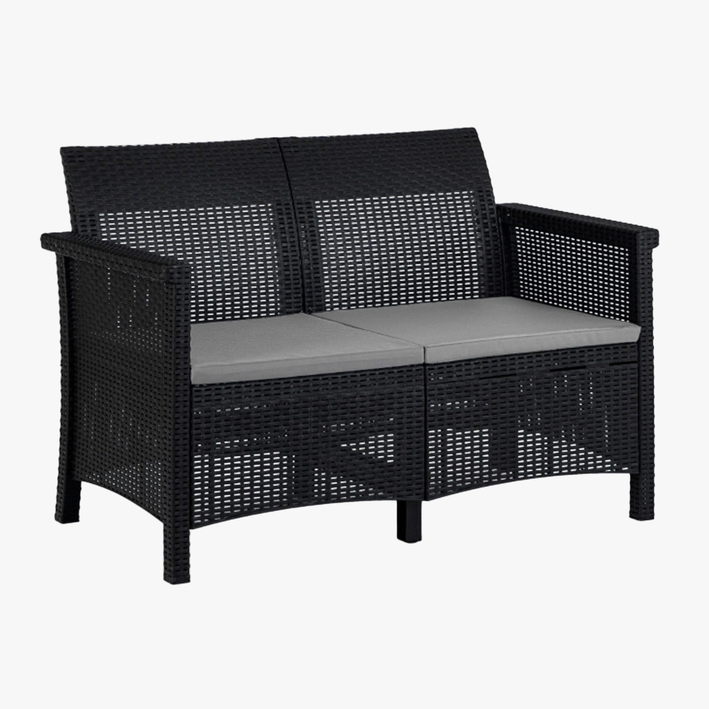 BRENTA Ensemble de mobilier de jardin 4 places avec table noir