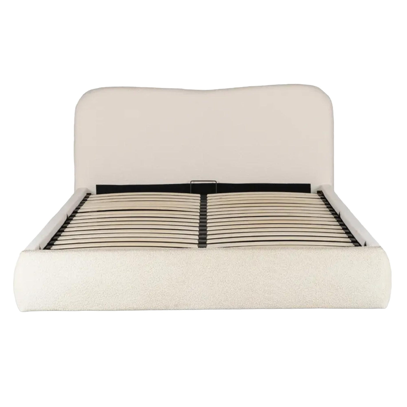 BRISTOL Lit double en tissu bouclette beige avec coffre 160x200 cm