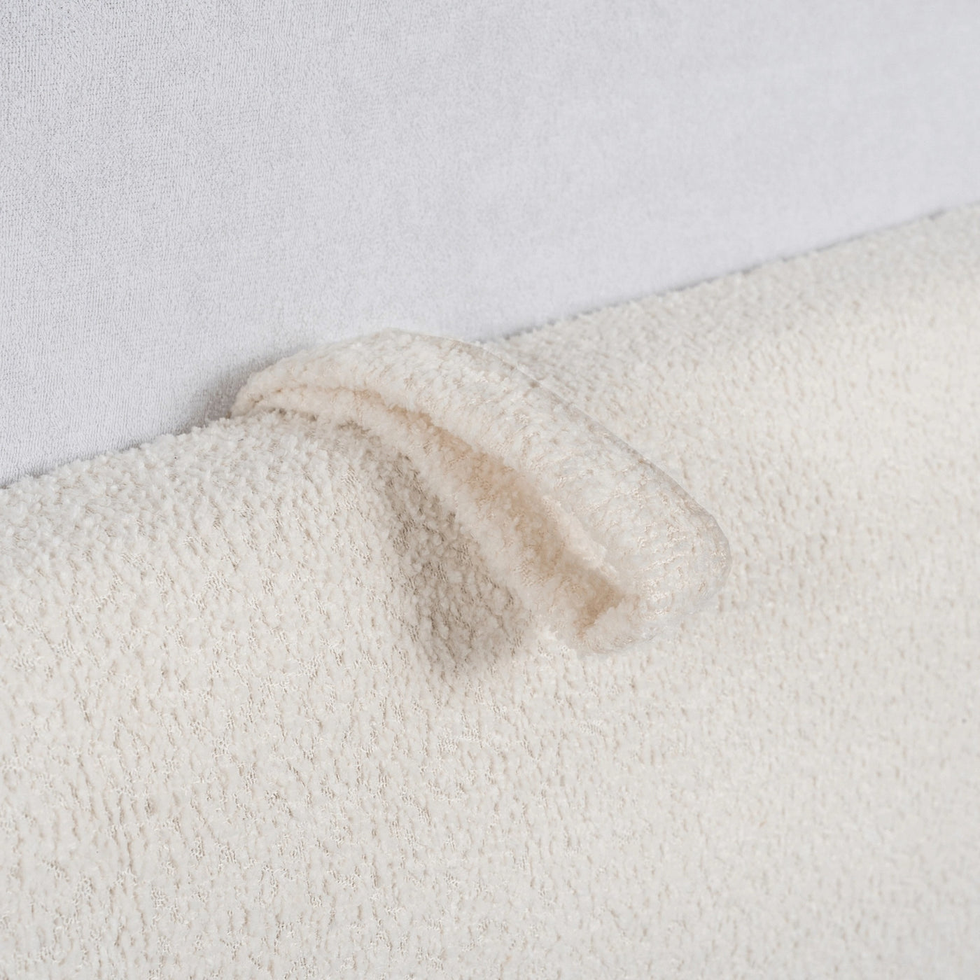 BRISTOL Lit double en tissu bouclette beige avec coffre 160x200 cm