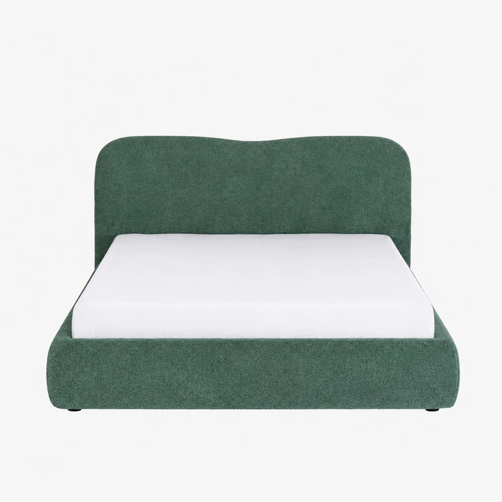BRISTOL Lit double en tissu bouclette vert avec coffre 160x200 cm - Lits - Mobilier Deco