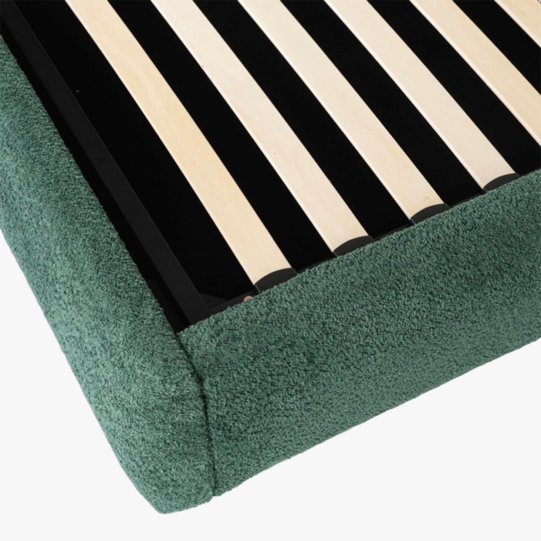 BRISTOL Lit double en tissu bouclette vert avec coffre 160x200 cm - Lits - Mobilier Deco