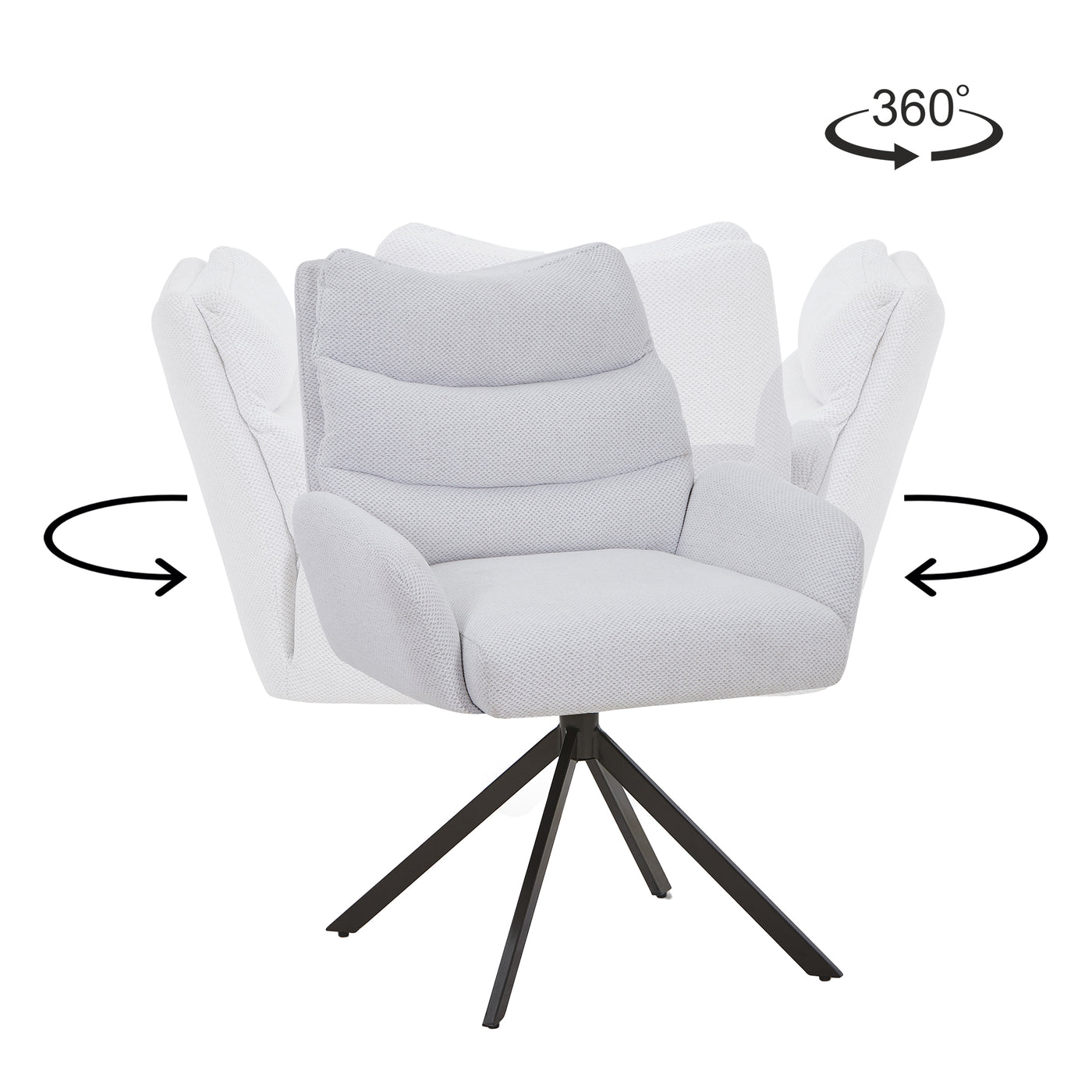 BROOK Chaise pivotante en tissu beige pieds en métal noir