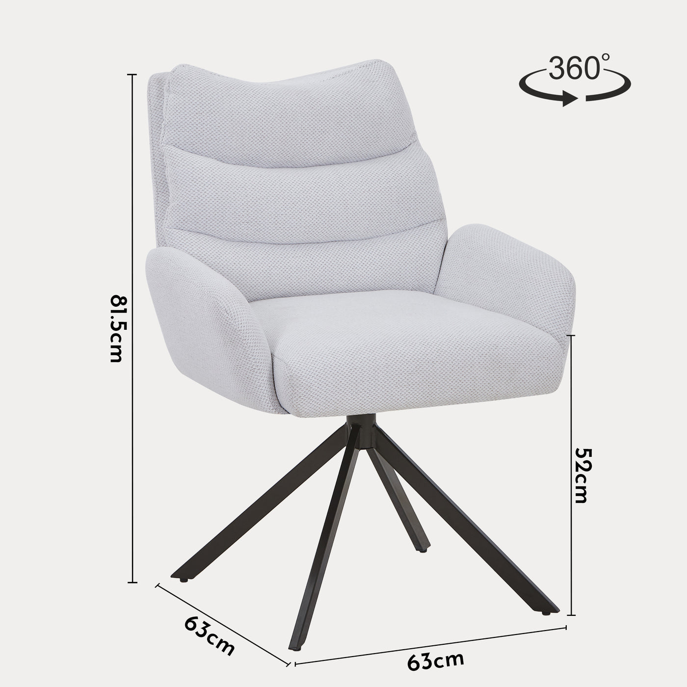 BROOK Chaise pivotante en tissu beige pieds en métal noir