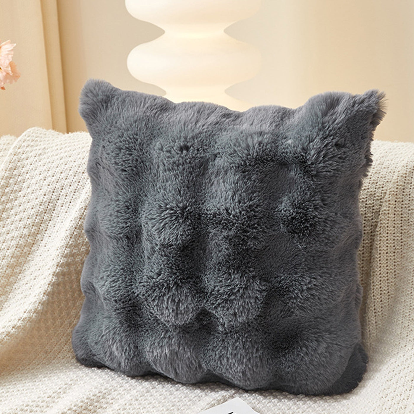 BUBBLE Coussin carré en tissu gris 43x43 cm - Coussins - Mobilier Deco