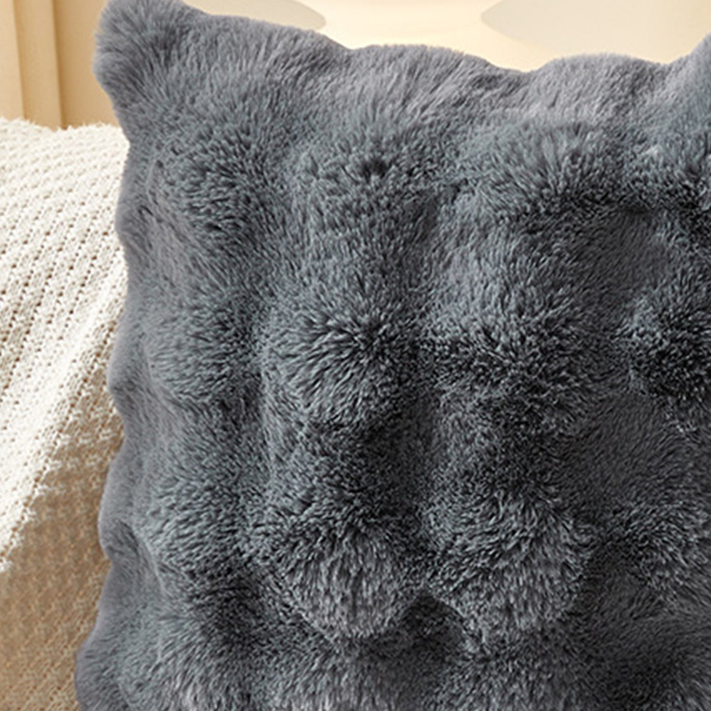 BUBBLE Coussin carré en tissu gris 43x43 cm - Coussins - Mobilier Deco