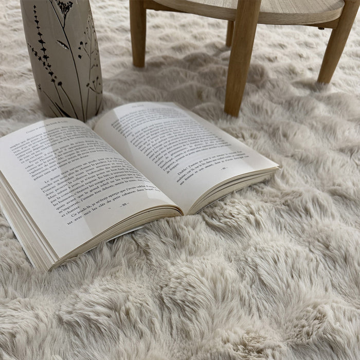 BUBBLE Tapis tissu doux à relief beige - 160x230