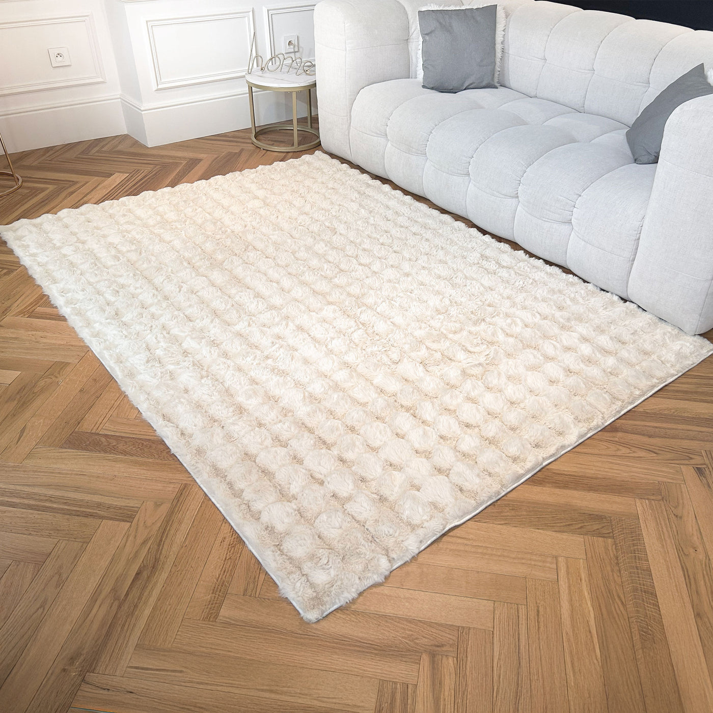 BUBBLE Tapis tissu doux à relief beige - 160x230