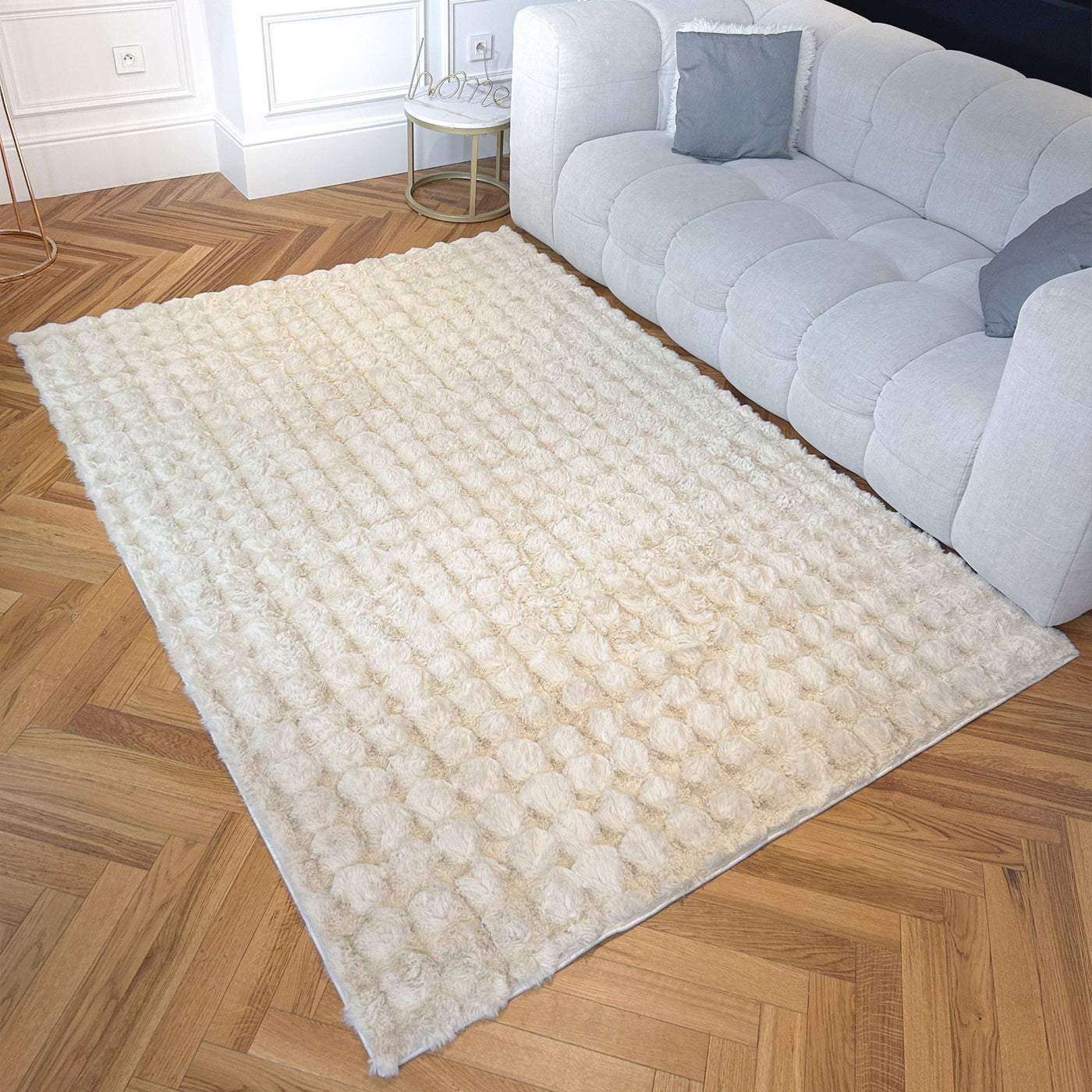 BUBBLE Tapis tissu doux à relief beige - 160x230