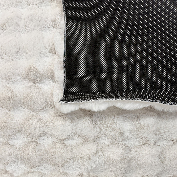 BUBBLE Tapis tissu doux à relief blanc - 160x230 cm
