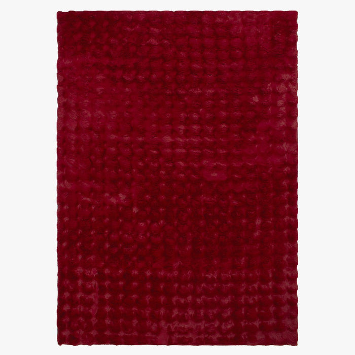 BUBBLE Tapis tissu doux à relief rouge - 160x230